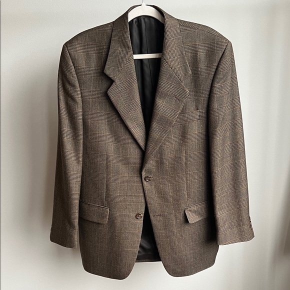 Classic Brown Plaid Men's Wool Sport Coat - Picture 1 of 10